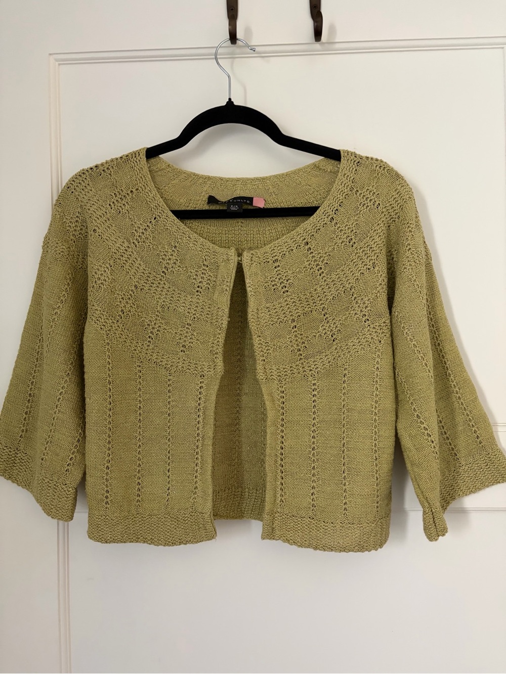 Lightweight Open-Front Olive Knit Cardigan Sweater for Women